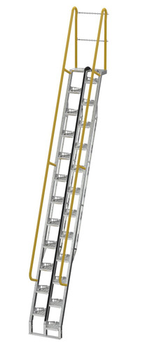 Vestil Galvanized Alternate Tread Stair - 68 Degrees 78-3/8 In. x 23-1/2 In. x 209-7/8 In. 350 lb - Silver