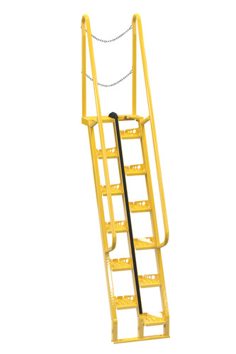 Vestil Steel Alternate Tread Stair - 68 Degrees 44-1/2 In. x 23-1/2 In. x 125-7/8 In. 350 lb - Yellow