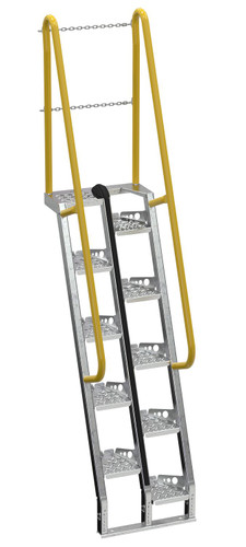 Vestil Galvanized Alternate Tread Stair - 68 Degrees 44-1/2 In. x 23-1/2 In. x 125-7/8 In. 350 lb - Silver