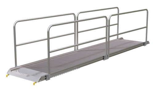 Vestil Aluminum Wheel Walk Ramp Steel Hook Style with Handrails - 194-5/8 In. x 38 In. 1000 lb - Silver
