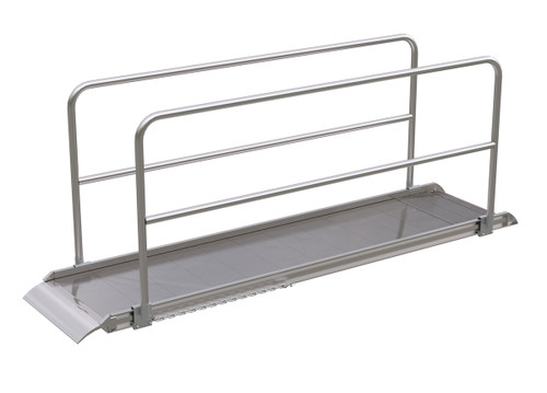 Vestil Aluminum Wheel Walk Ramp Overlapping Style with Handrails - 120 In. x 28 In. 2200 lb - Silver