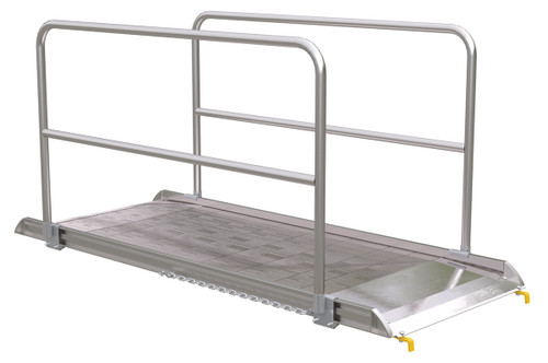 Vestil Aluminum Wheel Walk Ramp Steel Hook Style with Handrails - 99-1/4 In. x 38 In. 2500 lb - Silver
