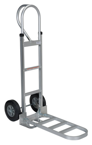 Vestil Aluminum P Handle Truck with Hard Rubber Wheels - 18-1/2 In. x 18-1/2 In. x 52-1/2 In. 500 lb