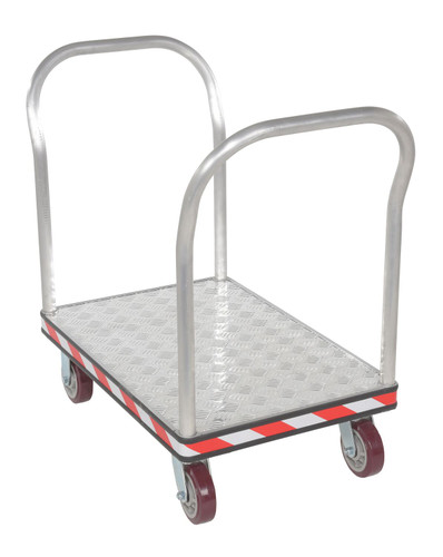 Vestil Aluminum Heavy Duty Dual Handle Tread Plate Platform Truck - 24 In. x 36 In. 3600 lb - Silver