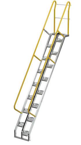 Vestil Galvanized Alternate Tread Stair - 56 Degrees 89-3/4 In. x 23-1/2 In. x 162-3/8 In. 350 lb - Silver