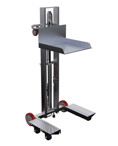 Vestil Aluminum Low Profile Lite Load Lift With Foot Pump Swivel Casters and Manual Floor Lock - 20 In. x 20 In. Platform 400 lb - Silver