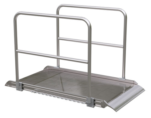 Vestil Aluminum Wheel Walk Ramp Overlapping Style with Handrails - 72 In. x 38 In. 2800 lb - Silver