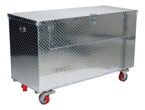Vestil Aluminum Portable Tool Box with Fold Down Front Door with Casters - 24-13/16 In. x 60-3/4 In. x 32-5/16 In. 2500 lb - Silver