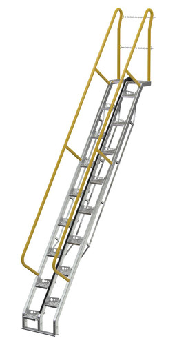 Vestil Galvanized Alternate Tread Stair - 56 Degrees 97-1/2 In. x 23-1/2 In. x 174-1/8 In. 350 lb - Silver