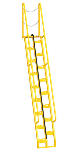 Vestil Steel Alternate Tread Stair - 68 Degrees 63-1/2 In. x 23-1/2 In. x 173-5/8 In. 350 lb - Yellow