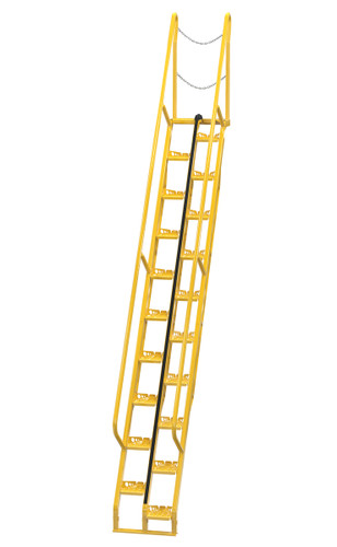 Vestil Steel Alternate Tread Stair - 56 Degrees 106 In. x 23-1/2 In. x 186-1/8 In. 350 lb - Yellow