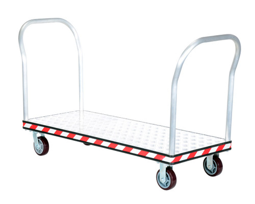 Vestil Aluminum Heavy Duty Dual Handle Tread Plate Platform Truck - 24 In. x 60 In. 3600 lb - Silver