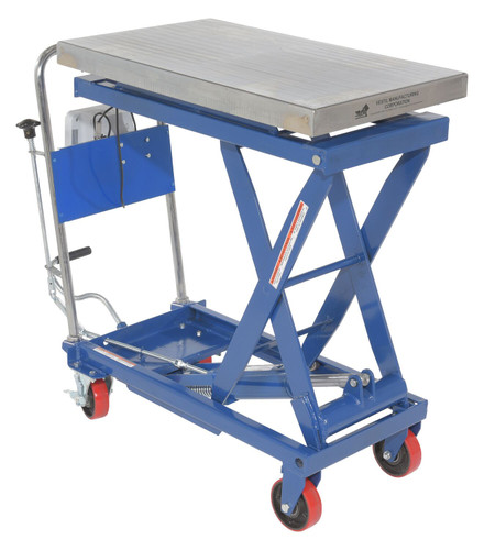 Vestil Steel Scissor Cart with Scale - 19-1/2 In. x 32 In. 1000 lb - Blue/Silver