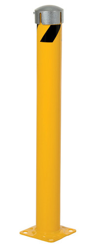 Vestil Steel Pipe Bollard with Removable Bolt-On Steel Cap and Slots - 42 In. x 4-1/2 In. - Yellow