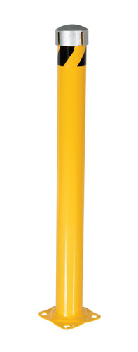 Vestil Steel Pipe Bollard with Removable Bolt-On Steel Cap and Slots - 48 In. x 4-1/2 In. - Yellow
