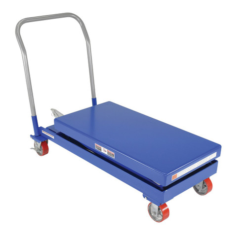 Vestil Steel Hydraulic Elevating Cart with Foot Pump - 20 In. x 40 In. 2000 lb - Blue