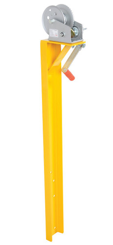 Vestil Steel Manual Winch Attachment With 15 Ft Air Craft Cable - 1200 lb Pulling - Yellow