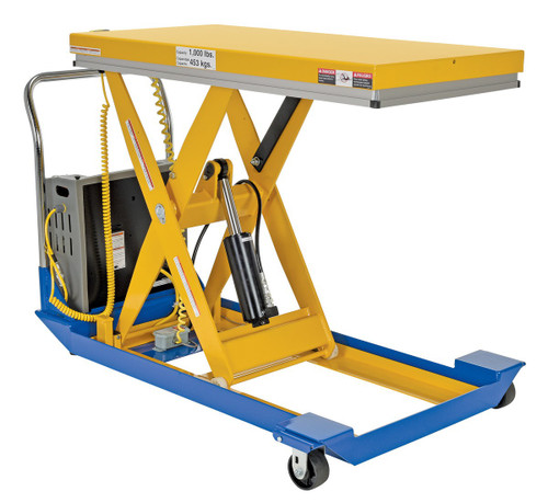 Vestil Steel DC Powered Scissor Cart - 48 In. x 24 In. 1000 lb Blue / - Yellow