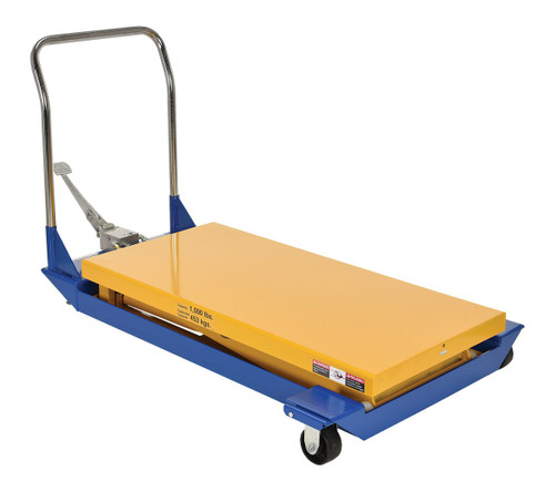 Vestil Steel Foot Pump Scissor Cart - 46-13/16 In. x 23-7/16 In. 1000 lb Blue / - Yellow
