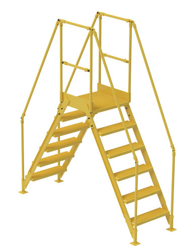 Vestil Steel Crossover Ladder - 6 Step 23.5 In. x 24 In. 500 lb - Yellow