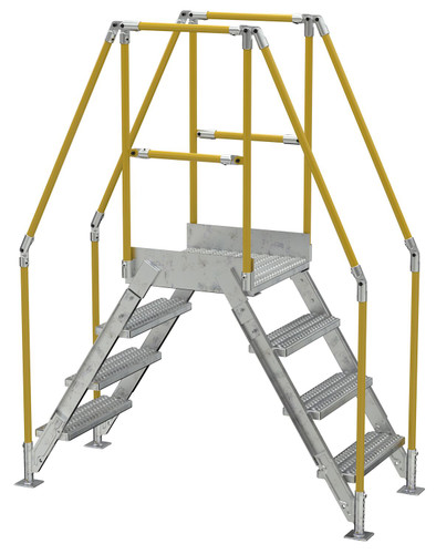 Vestil Galvanized Steel Crossover Ladder - 4 Step 23-1/2 In. x 24 In. 500 lb - Silver