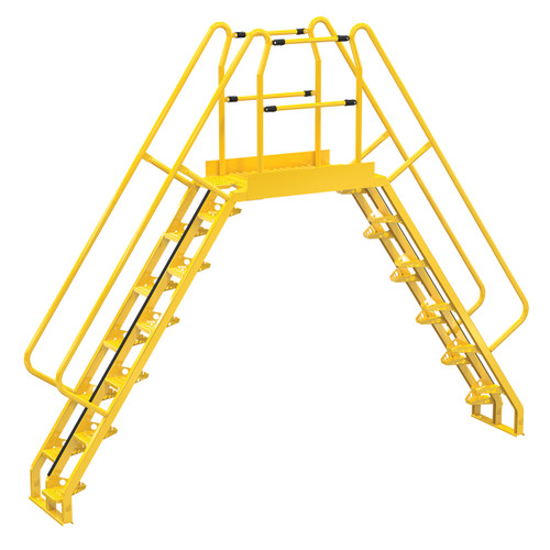 Vestil Steel Alternating Crossover Ladder 24 Step - 56 Degrees 154 In. x 127 In. 350 lb - Yellow