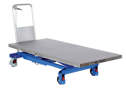 Vestil Steel Auto Shift Hydraulic Elevating Cart - 31-1/2 In. x 63 In. 1000 lb - Blue/Silver