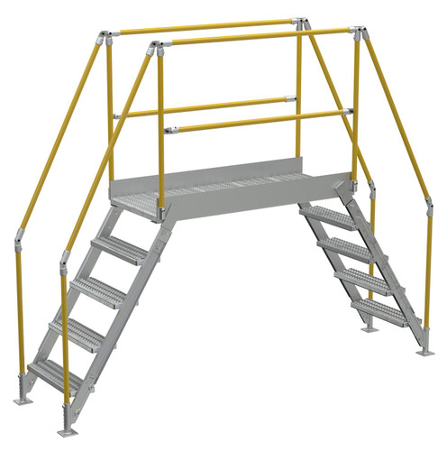 Vestil Aluminum Crossover Ladder 5 Step - 60 x 29-1/8 In. Platform 500 lb - Silver