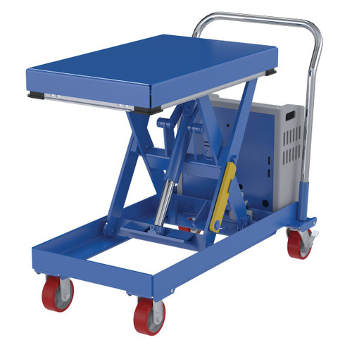 Vestil Steel 12V DC Hydraulic Elevating Cart - 20 In. x 33 In. 500 lb - Blue