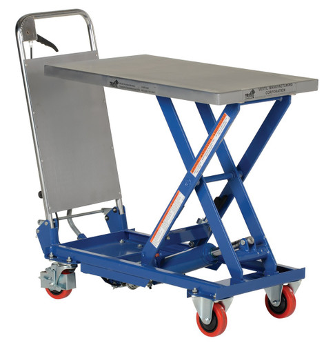 Vestil Steel Hydraulic Scissor Cart - 27-1/2 In. x 17-1/2 In. 400 lb - Blue