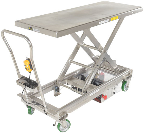 Vestil Stainless Steel12V DC Long Deck Cart - 1000 lb - Silver