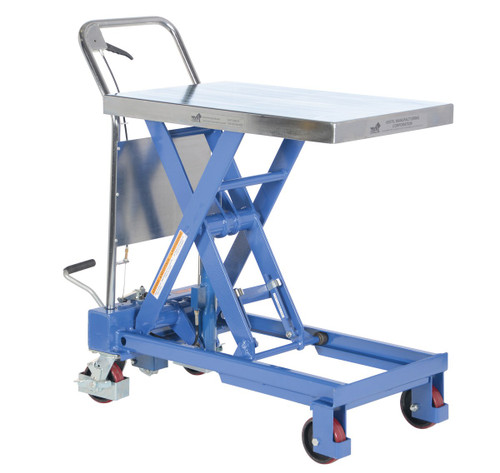 Vestil Steel Single Scissor Hydraulic Elevating Cart - 32 In. x 18-3/4 In. 750 lb - Blue/Silver