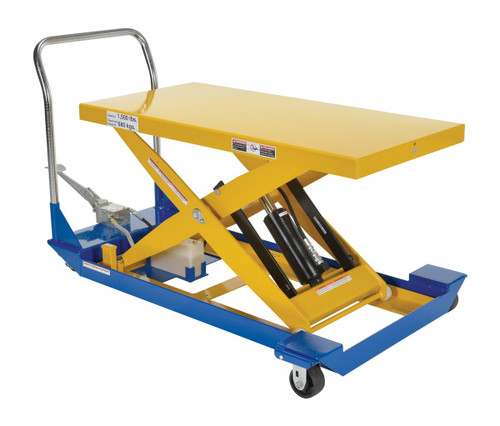Vestil Steel Foot Pump Scissor Cart - 48 In. x 24 In. 1500 lb Blue / - Yellow