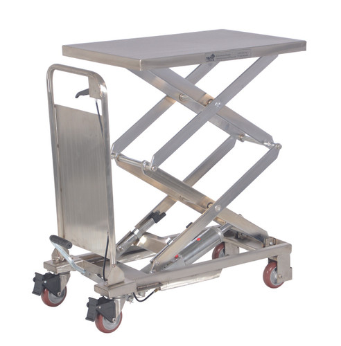 Vestil Partially Stainless Steel Double Scissor Steel Cart with Foot Pump - 17-1/2 In. x 27 In. 220 lb - Silver