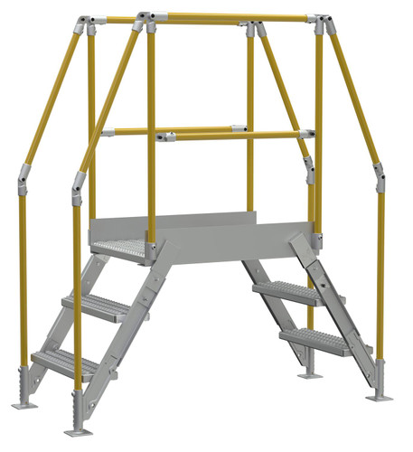 Vestil Aluminum Crossover Ladder 3 Step - 36 x 29-1/8 In. Platform 500 lb - Silver