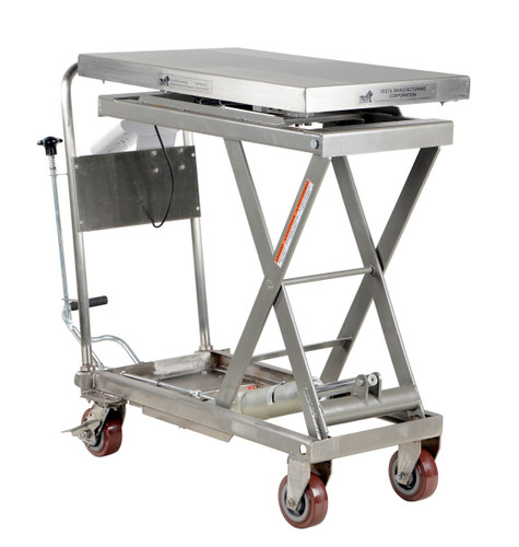 Vestil Partially Stainless Steel Scissor Cart with Scale - 19-1/2 In. x 32 In. 500 lb - Blue/Silver