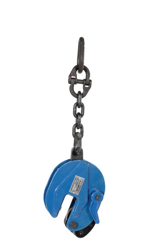 Vestil Steel Vertical Plate Clamp with Chain - 6-1/2 In. x 2-1/2 In. x 22 In. 2000 lb - Blue