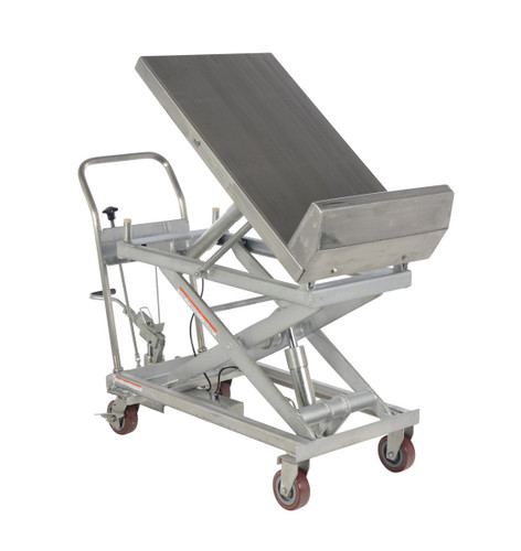 Vestil Partially Stainless Steel Lift and Tilt Carts with Sequence Select - 22 In. x 33-1/2 In. 1000 lb - Blue