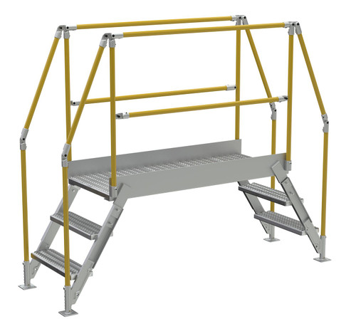 Vestil Aluminum Crossover Ladder 3 Step - 60 x 29-1/8 In. Platform 500 lb - Silver