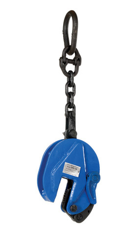 Vestil Steel Vertical Plate Clamp with Chain - 7 In. x 2-3/4 In. x 23-1/2 In. 4000 lb - Blue