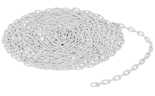 Vestil Steel Bollard Safety Chain - 50 Foot 3/16 In. Thickness - White