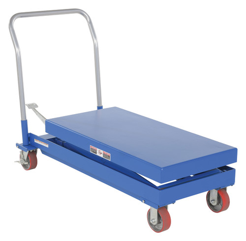 Vestil Steel Hydraulic Elevating Cart with Foot Pump - 20 In. x 40 In. 1000 lb - Blue