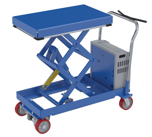 Vestil Steel Traction Drive Electric Hydraulic Elevating Cart - 20-3/8 In. x 33-3/8 In. 1000 lb - Blue