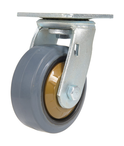 Vestil Rubber Swivel Caster - 5 In. Diameter x 2 In. Width 661 lb Dark - Gray/Gold