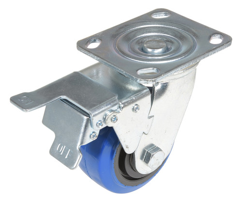 Vestil Elastic Rubber Swivel With Total Brake Caster - 4 In. Diameter x 2 In. Width 550 lb - Blue/Black