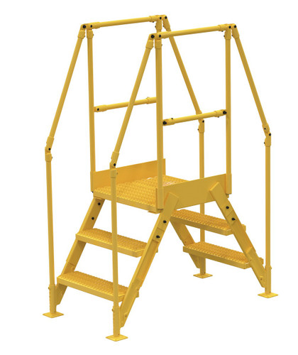 Vestil Steel Crossover Ladder - 3 Step 23-1/2 In. x 24 In. 500 lb - Yellow
