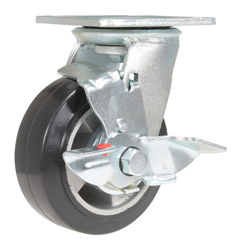 Vestil Rubber Swivel With Brake Caster - 5 In. Diameter x 2 In. Width 661 lb Dark - Black/Gold