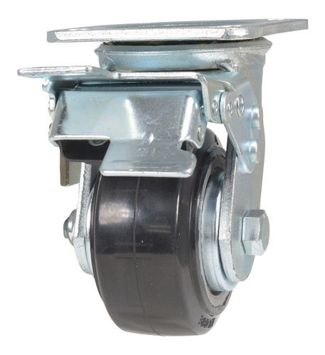 Vestil Rubber Swivel With Total Brake Caster - 4 In. Diameter x 2 In. Width 551 lb - Black/Gray