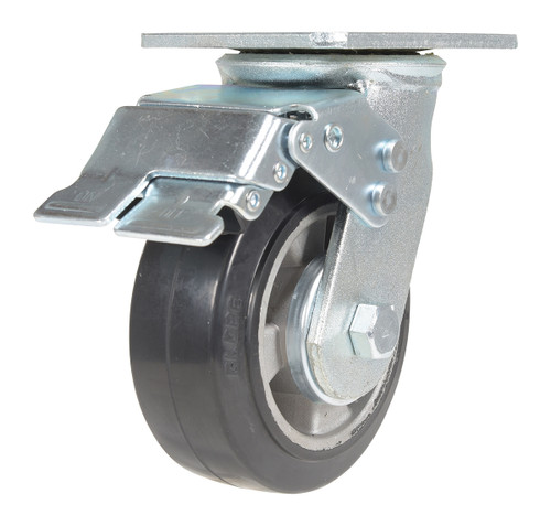 Vestil Rubber Swivel With Total Brake Caster - 5 In. Diameter x 2 In. Width 661 lb Dark - Black/Gold