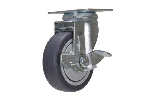 Vestil Thermoplastic Rubber Swivel With Brake Caster - 4 In. Diameter x 1 In. Width 220 lb Dark Gray/Light - Gray